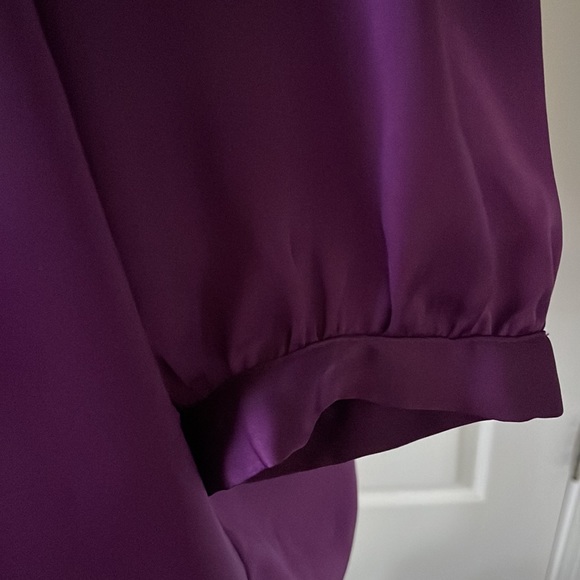 Banana Republic purple tunic style pullover top 3/4 puff sleeve L - Picture 4 of 6